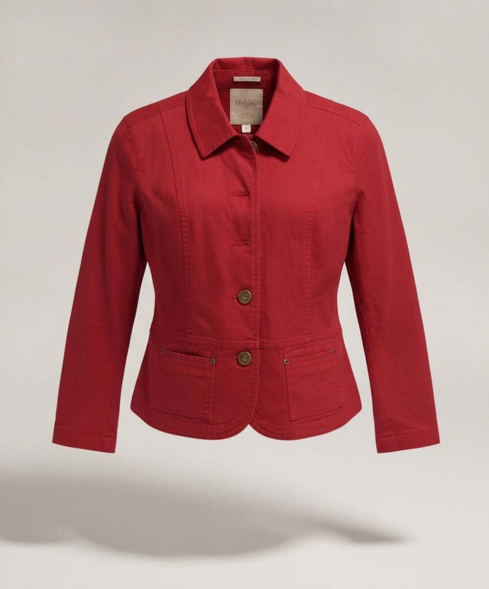 Christopher & Banks Cotton Jacket Size M Red Button Front Blazer